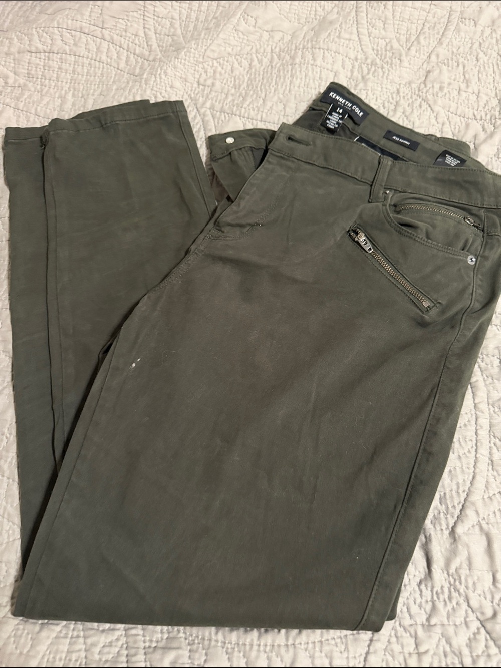Kenneth Cole Jess Skinny army green pants size 14
